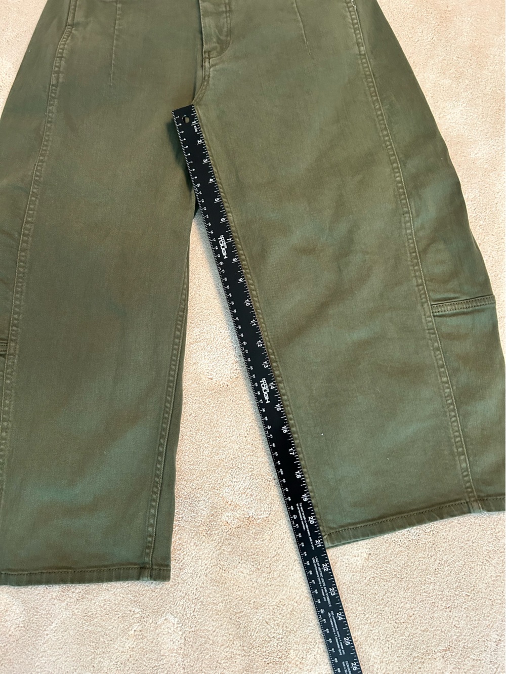 Anthropologie Pilcro Olive Green Wide-Leg cropped barrel Jeans 25P - Picture 4 of 5